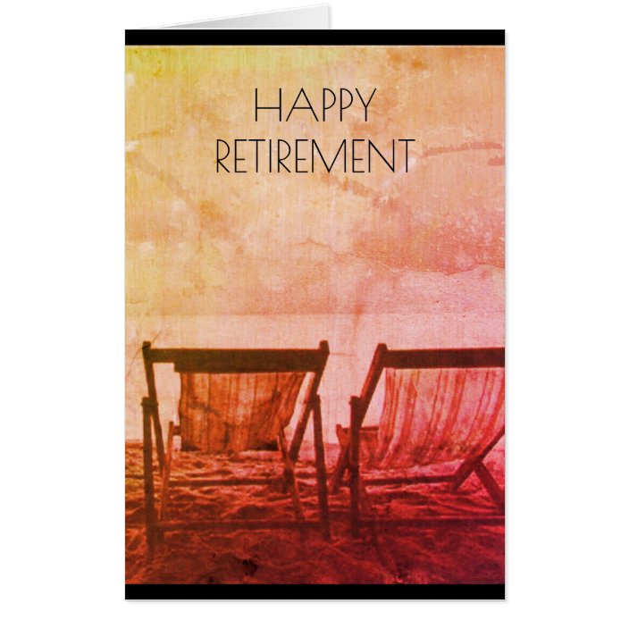 retiring retro beach chairs card | Zazzle