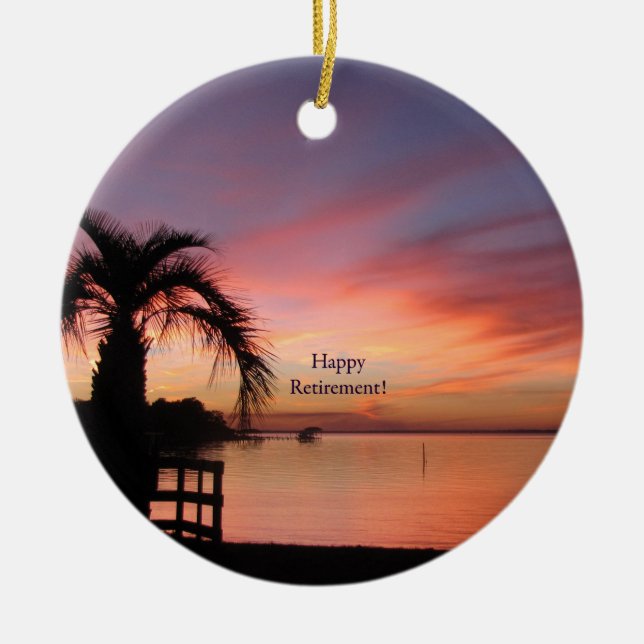Retirment Florida Sunset Ceramic Ornament (Front)