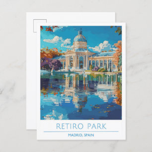 Retiro Park Madrid Spain Vintage Travel Postcard