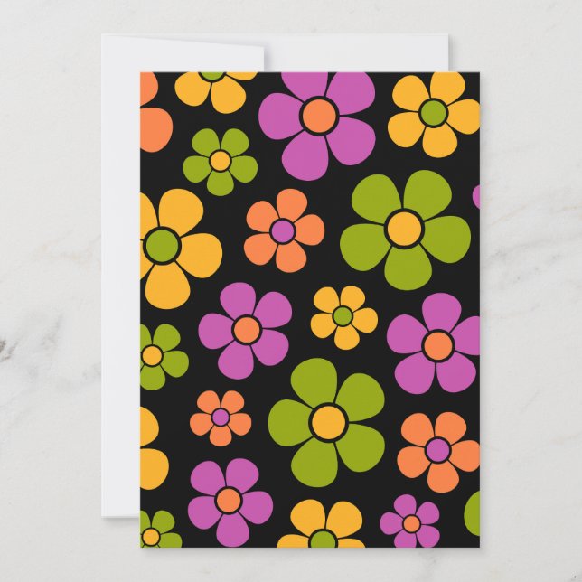 Reto 1960s Style Mid Mod Floral Pattern Invitation (Front)