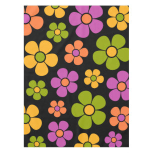 Reto 1960s Style Mid Mod Floral Pattern Tablecloth