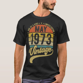 Reto Vintage 48th Birthday, Born in May 1973  T-Shirt