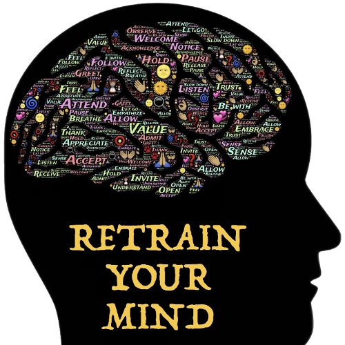 Retrain Your Mind Inspirational Word Art Design T_Shirt