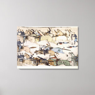 Retreat of Major Marcus Reno's command (ink on pap Canvas Print