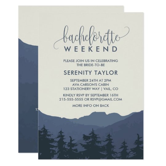 retreat to the mountains bachelorette weekend invitation zazzle com