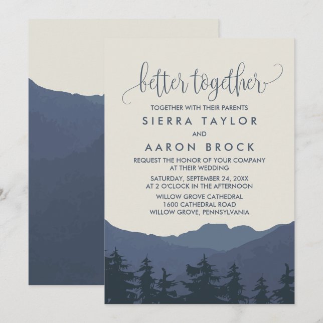 Retreat to the Mountains Better Together Wedding Invitation (Front/Back)