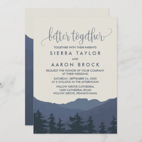 Retreat to the Mountains Better Together Wedding Invitation