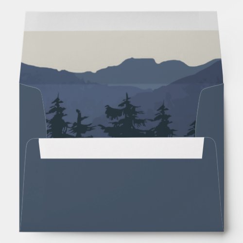 Retreat to the Mountains  Blue Wedding Invitation Envelope