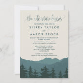 Retreat to the Mountains | Green Adventure Wedding Invitation (Front)