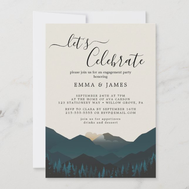 Retreat to the Mountains "Let's Celebrate"  Invitation (Front)