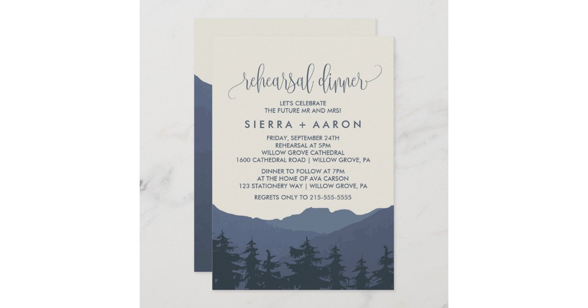 Retreat to the Mountains Rehearsal Dinner Invitation | Zazzle