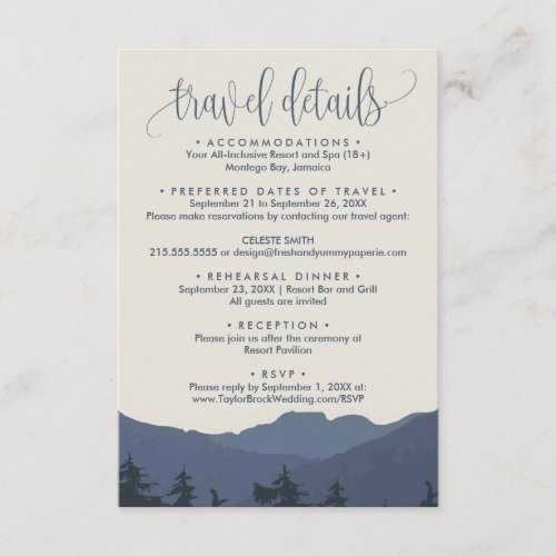 Retreat to the Mountains Travel Details Card