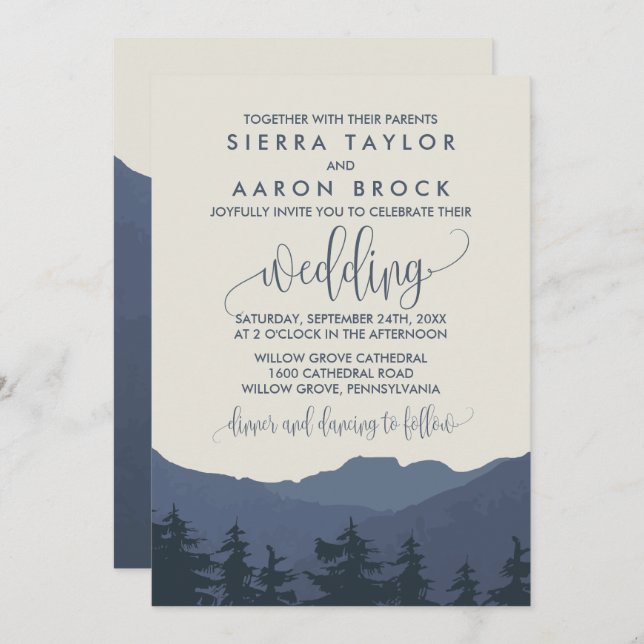 Retreat to the Mountains Wedding Invitation (Front/Back)