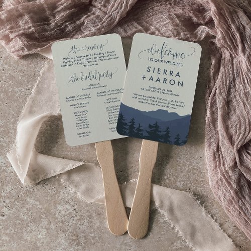 Retreat to the Mountains Wedding Program Hand Fan