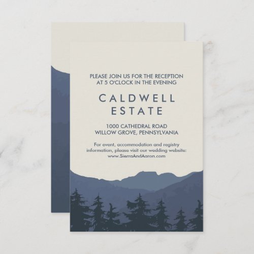 Retreat to the Mountains Wedding Reception Card