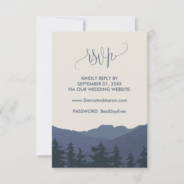 Retreat to the Mountains Wedding Website RSVP Card (Front)