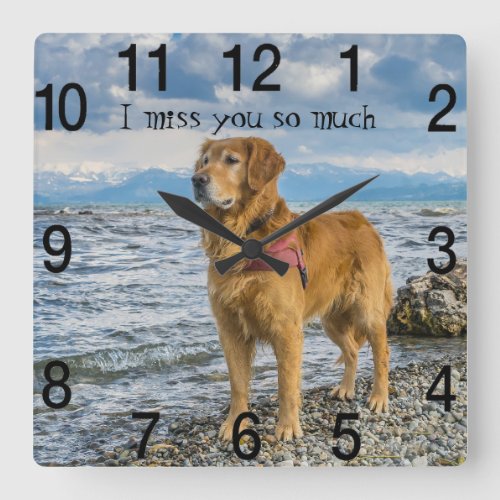 Retriever at the beach miss you  square wall clock