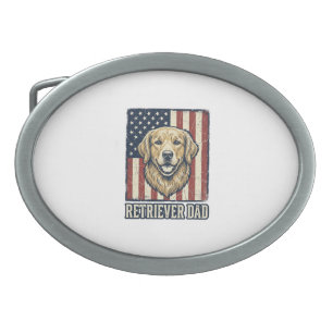 Retriever Dad Vintage Dog Flag Shirt Design_1 Belt Buckle