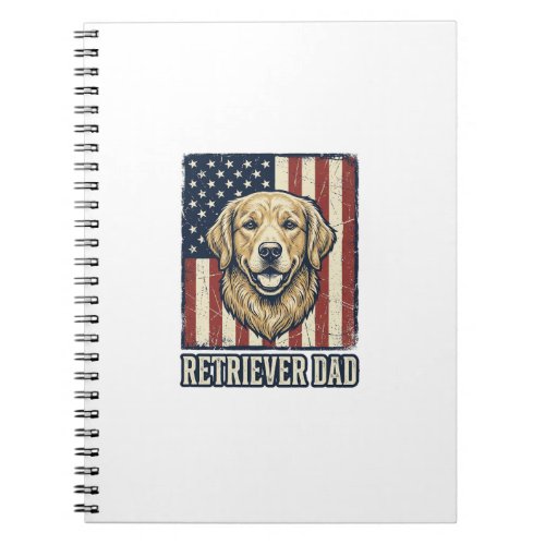 Retriever Dad Vintage Dog Flag Shirt Design_1 Notebook