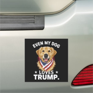 Retriever Even My Dog Loves Trump USA Flag Car Magnet