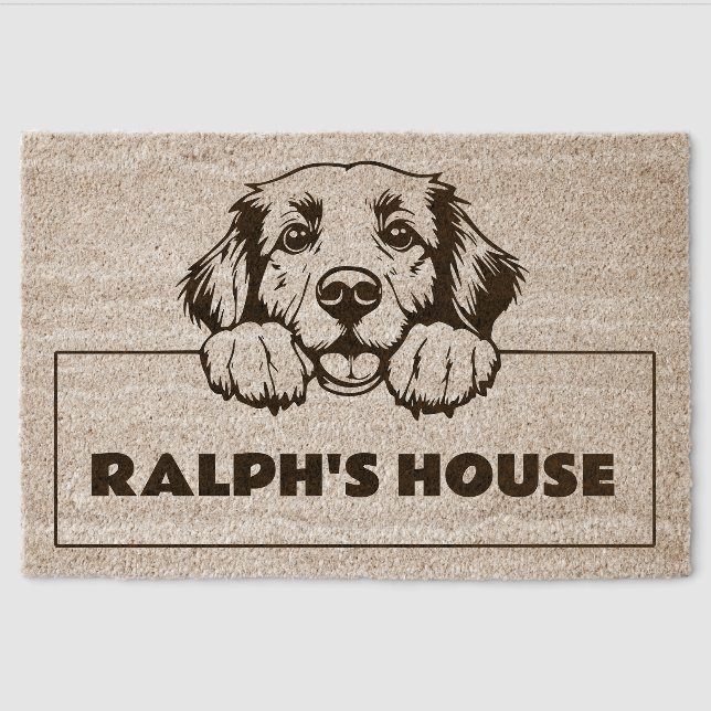Retriever Personalized Dog House Welcome  Fiber Doormat (Front)