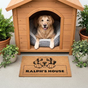 Retriever Personalized Dog House Welcome  Fiber Doormat