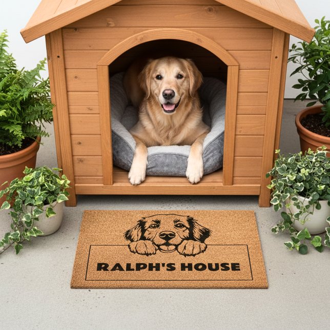 Retriever Personalized Dog House Welcome  Fiber Doormat (Retriever Personalized Dog House Welcome Fiber Doormat)