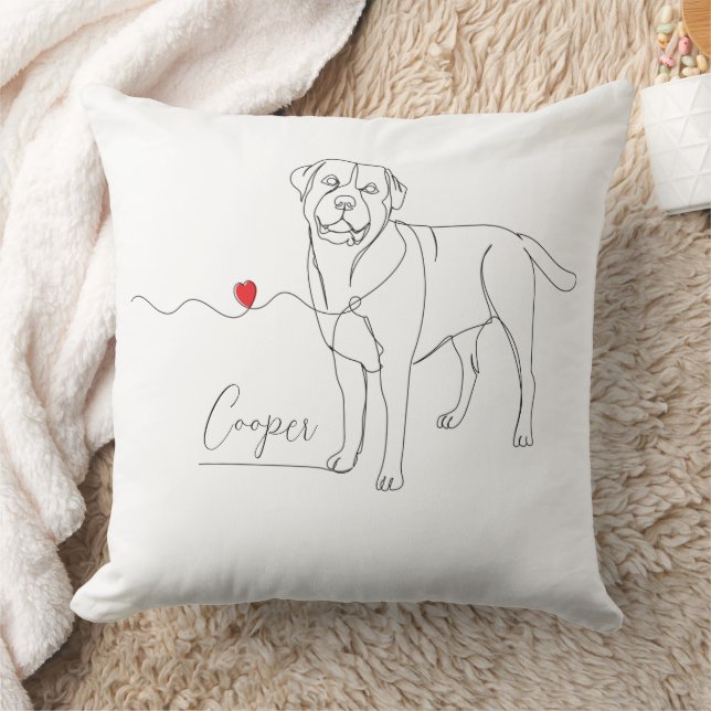 Retriever Pet Line Art with Name Throw Pillow (Blanket)