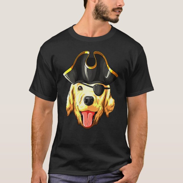 Retriever Pirates Hat Golden Retriever T-Shirt (Front)