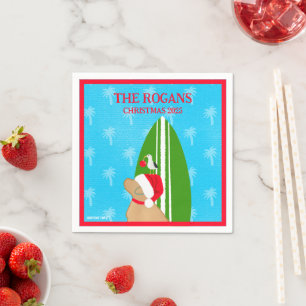 Retriever Santa Dog SurfboardSeagull Christmas Napkins