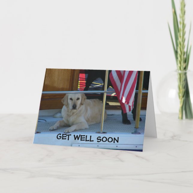 RETRIEVER SAYS GET WELL SOON "PLEASE" CARD (Front)
