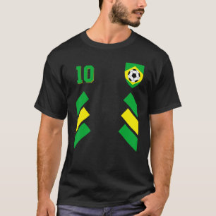 Retro10 Brazilian Football Brazil Soccer Brazil Fl T-Shirt