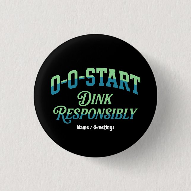 Retro 0-0-Start Court Aesthetic Minimal Pickleball Button (Front)