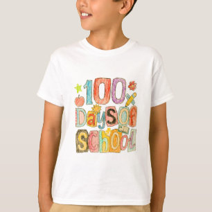 Retro 100 Days Of School Colorful Crayon Kids T-Shirt
