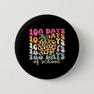 Retro 100 Days Of School Leopard Teacher 100th Day Button