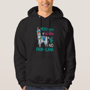 Retro 100 Days Of School No Probllama Llama 2nd Gr Hoodie