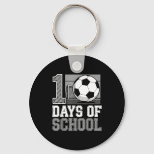 Retro 100 Days Of School Soccer Teacher Student 10 Keychain