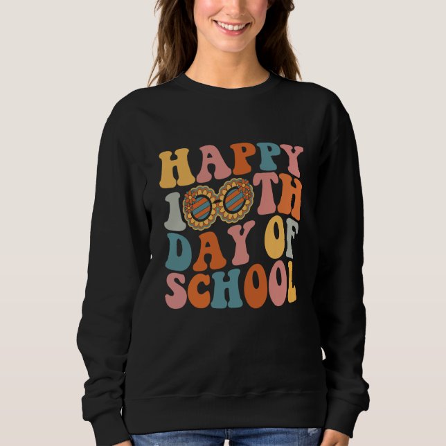Retro 100 Days Of School Teacher Boys Girls 100th  Sweatshirt (Front)