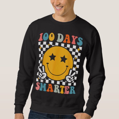 Retro 100 Days of School Teacher Smile Face 100 Da Sweatshirt