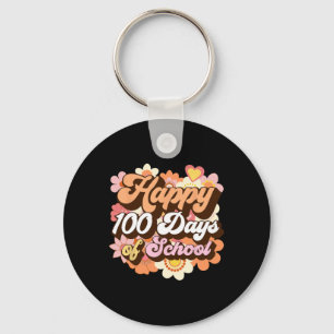 Retro 100 Days Of School Teachers Kids Groovy 100t Keychain