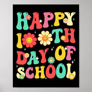 Retro 100 Days Of School Teachers Students 100th D Poster