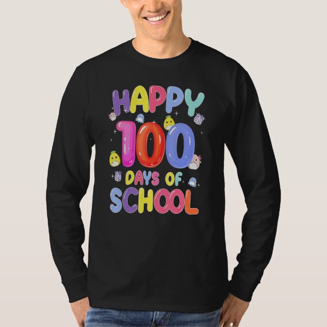 Retro 100th Day Of School Teachers Kids Child Happ T-Shirt (Front)