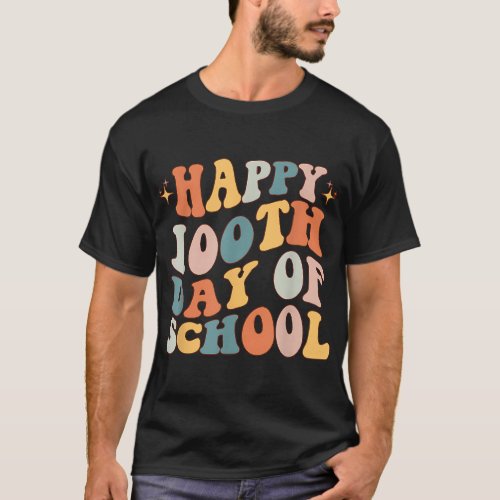 Retro 100th Day of School Teachers Kids Cute Happy T_Shirt