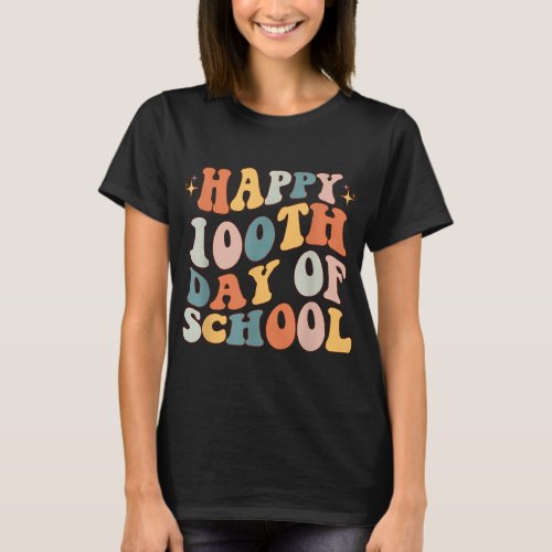 Retro 100th Day of School Teachers Kids Cute Happy T_Shirt