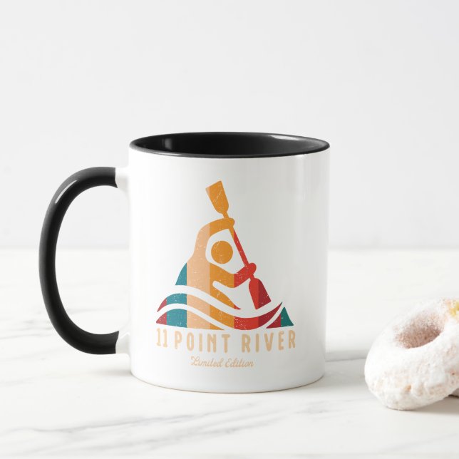 Retro 11 Point River Kayaking Mug (With Donut)