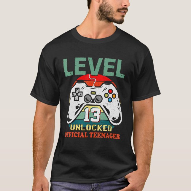 Retro 13 Birthday Level 13 Unlocked Official Teena T-Shirt (Front)