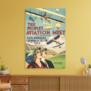 Retro 1912 Los Angeles Air Show Travel Art Canvas Print