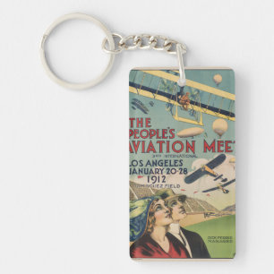 Retro 1912 Los Angeles Air Show Travel Art Keychain