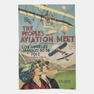 Retro 1912 Los Angeles Air Show Travel Art Kitchen Towel