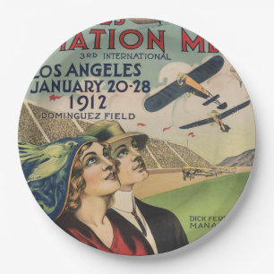 Retro 1912 Los Angeles Air Show Travel Art Paper Plates